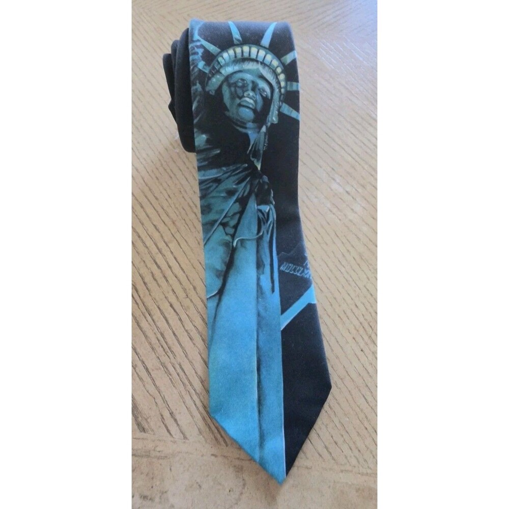 Vtg 1991 Ralph Marlin Statue of Liberty Tie Novelty NYC Graphic Tim Peterson USA